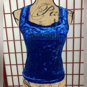 Vintage Peace Blues Crushed Velvet Dance Wear Jazzercise Stretchy Tank Top
